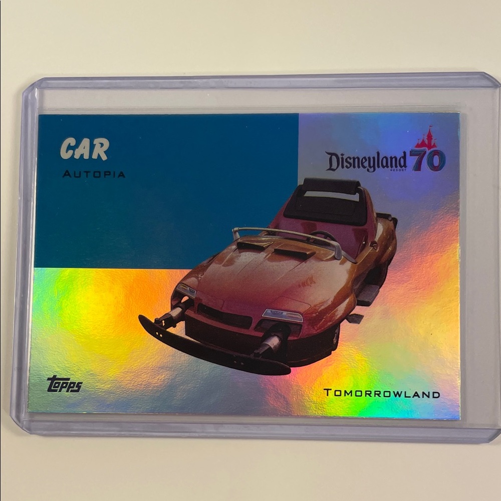 Topps Holographic Autopia Car Card — Teal and Pink Accents